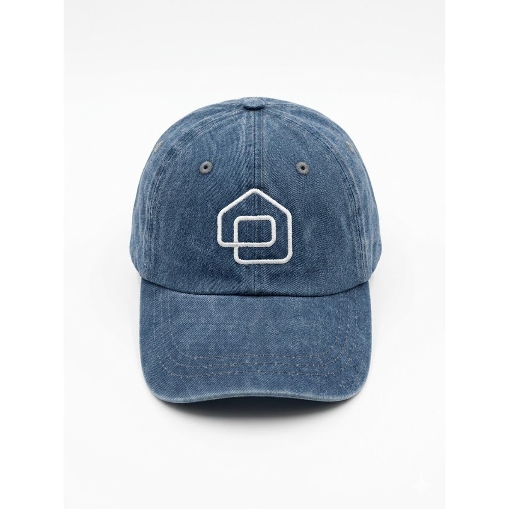 Adams LP101 gray Denim Pigment Dyed Hat Gorpcore House Logo Baseball Cap Leather